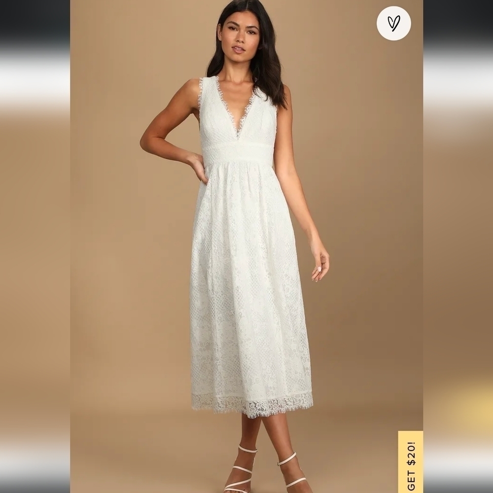 NWT LULU'S Love Celebration Lace Sleeveless Midi Dress